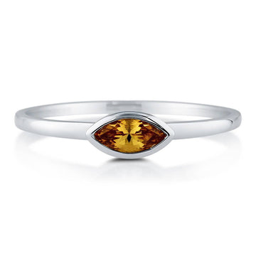 Solitaire Bezel Set Marquise Citrine Ring in 10K White Gold