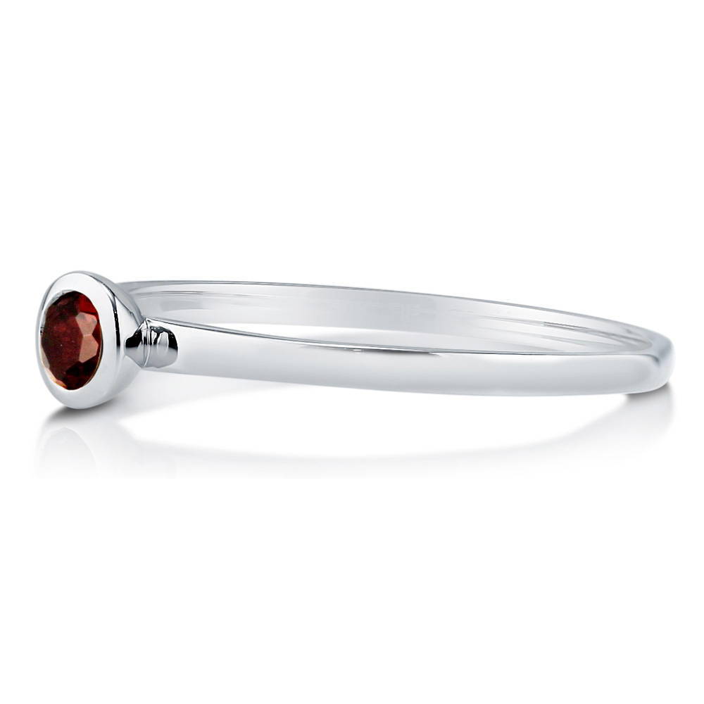 Solitaire Bezel Set Round Garnet Ring in 10K White Gold