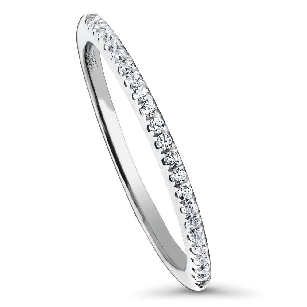 Micro Pave Set CZ Half Eternity Ring in Sterling Silver