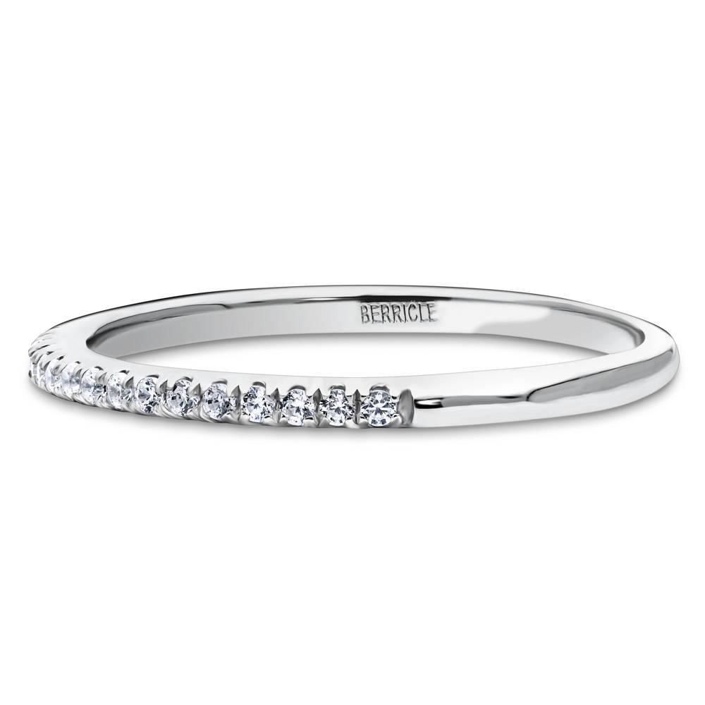 Angle view of Micro Pave Set CZ Half Eternity Ring in Sterling Silver, 4 of 6