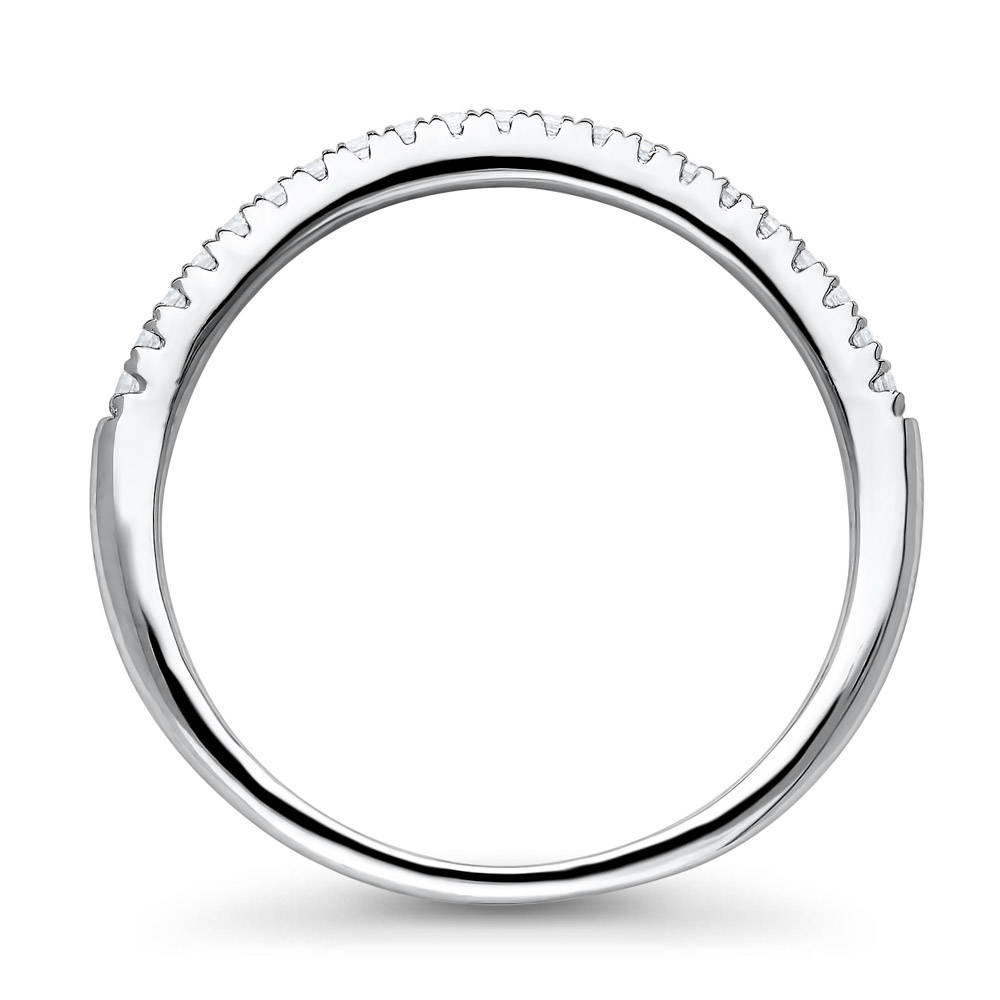 Micro Pave Set CZ Half Eternity Ring in Sterling Silver