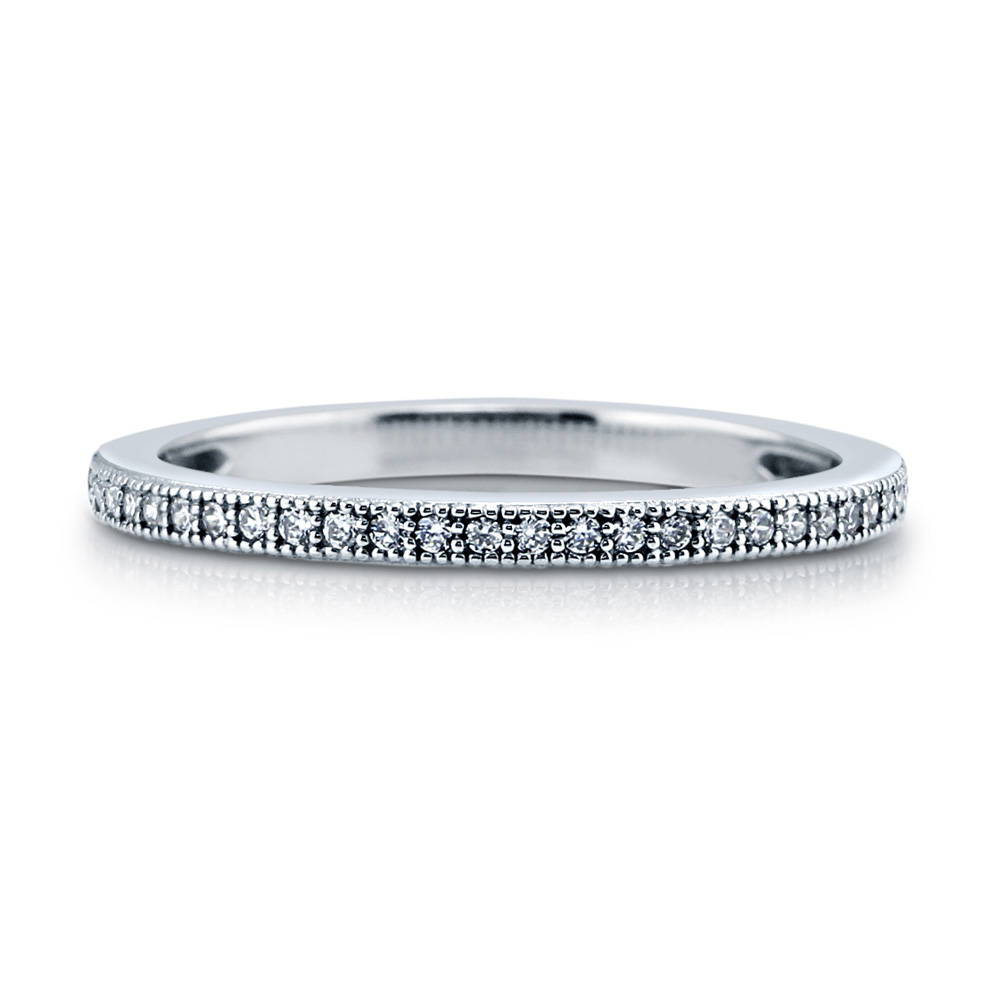 Micro Pave Set CZ Half Eternity Ring in Sterling Silver, 1 of 5
