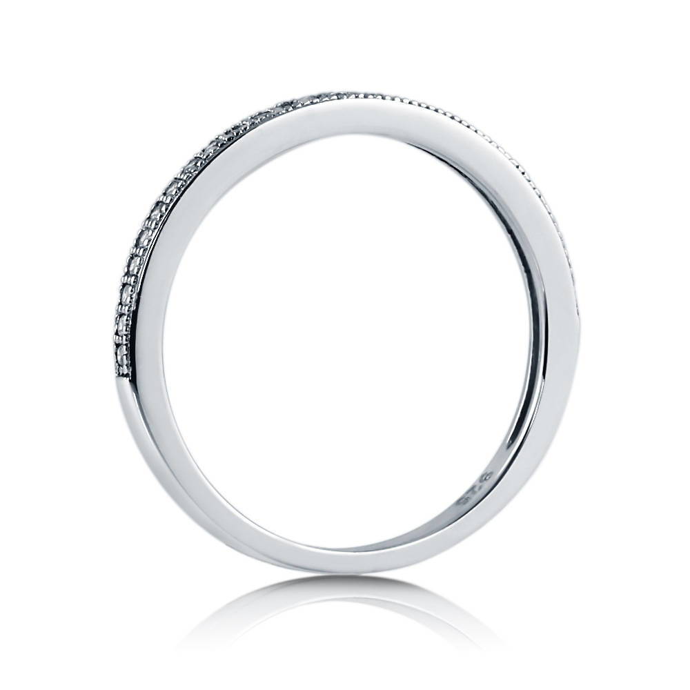 Micro Pave Set CZ Half Eternity Ring in Sterling Silver