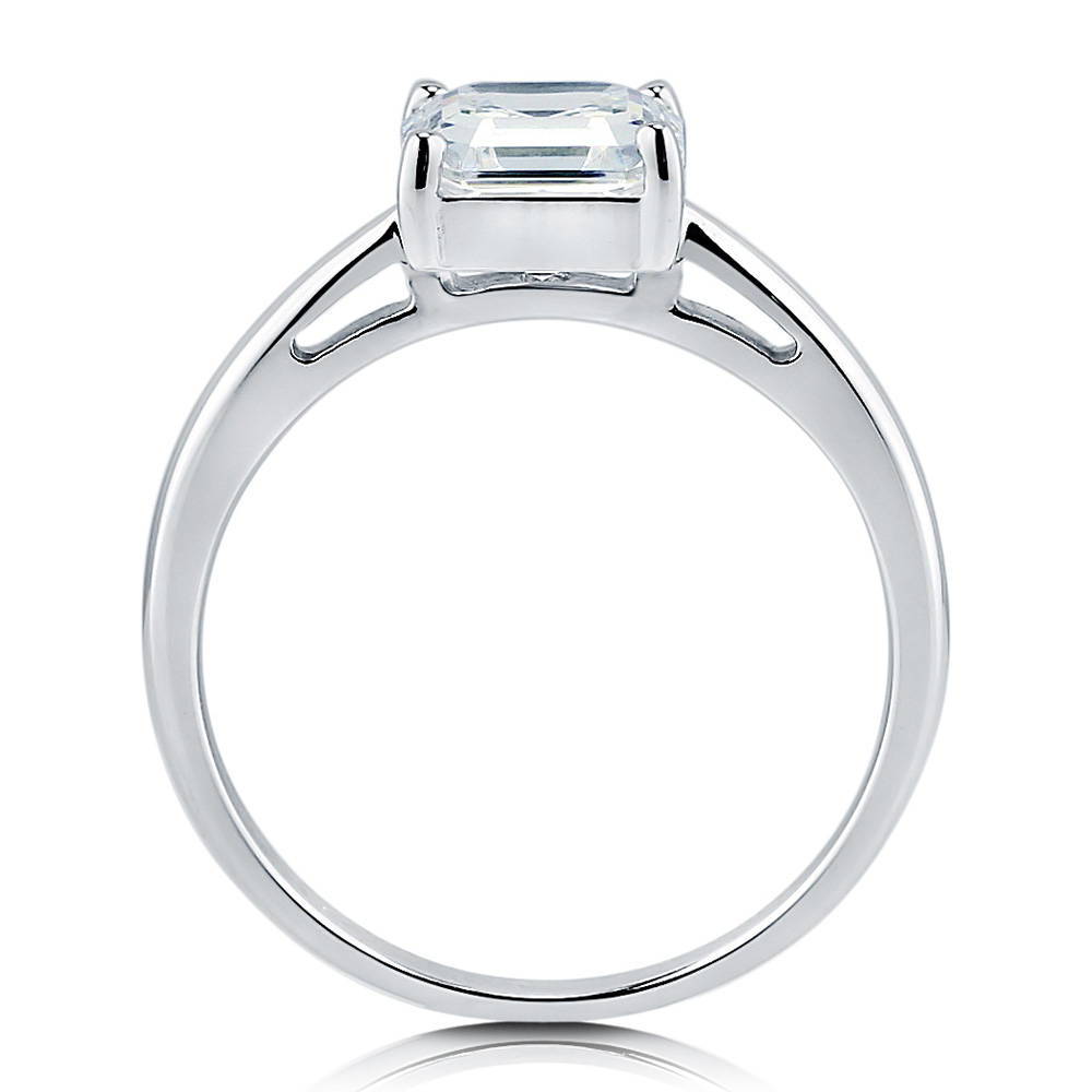 Alternate view of Solitaire 2ct Asscher CZ Ring in Sterling Silver, 5 of 5