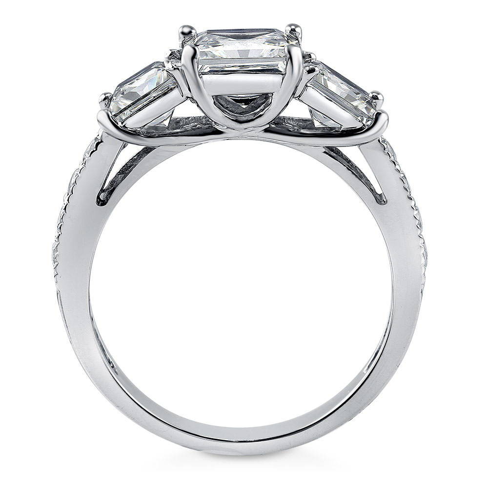 3-Stone Princess CZ Ring in Sterling Silver