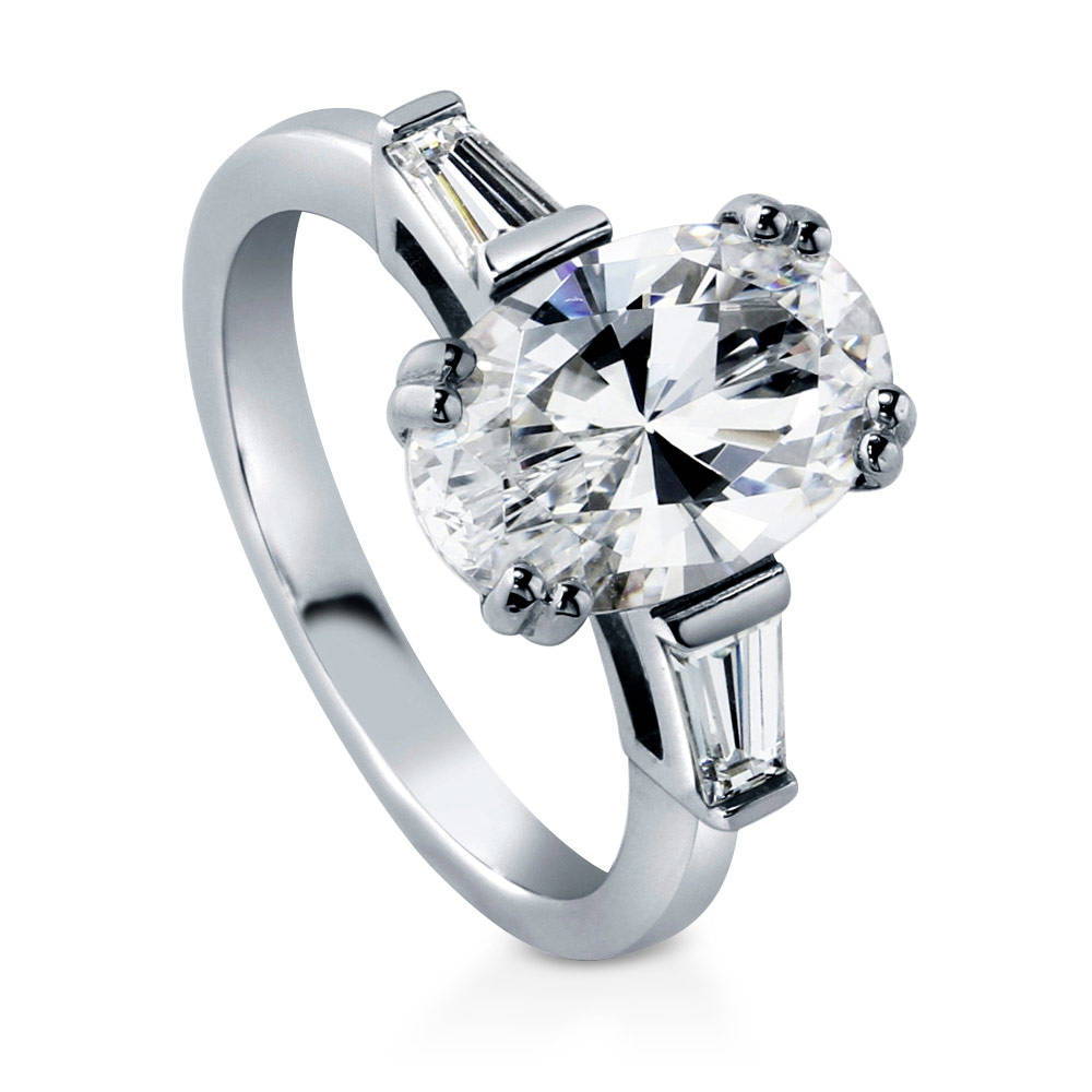 3-Stone Oval CZ Ring in Sterling Silver