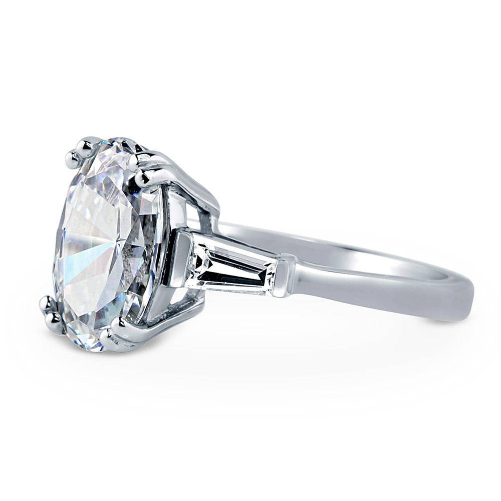 3-Stone Oval CZ Ring in Sterling Silver