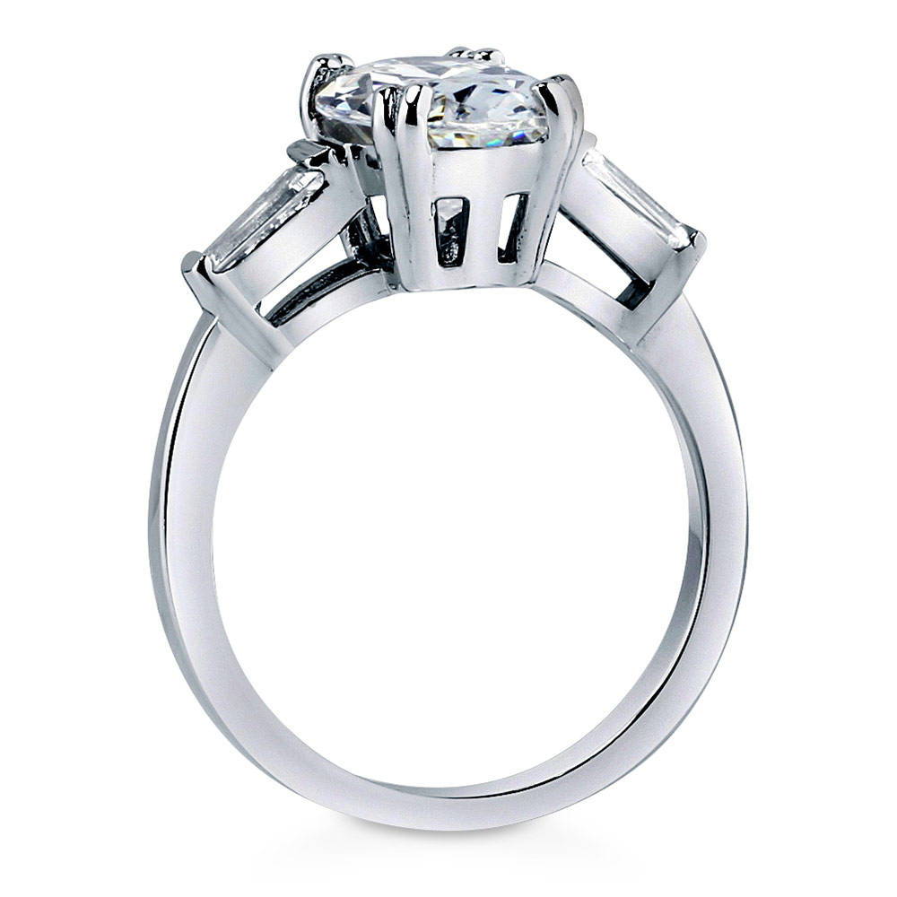 3-Stone Oval CZ Ring in Sterling Silver