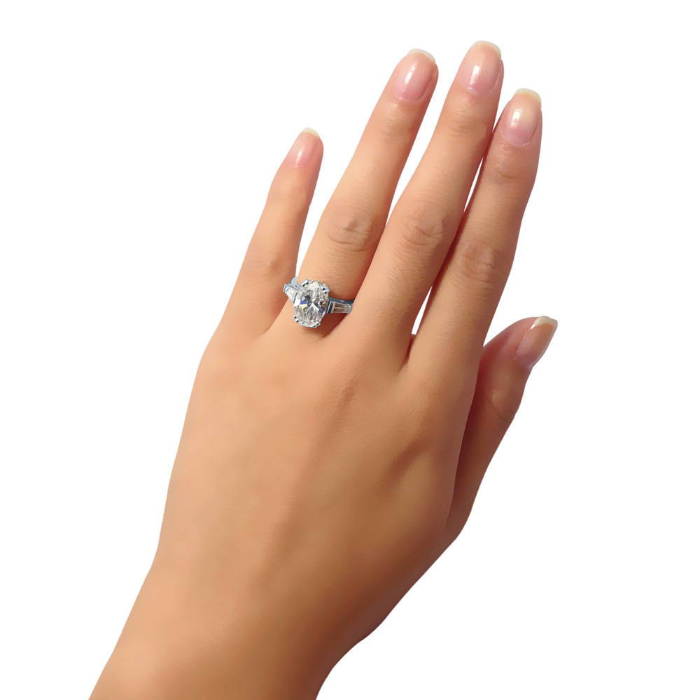 3-Stone Oval CZ Ring in Sterling Silver