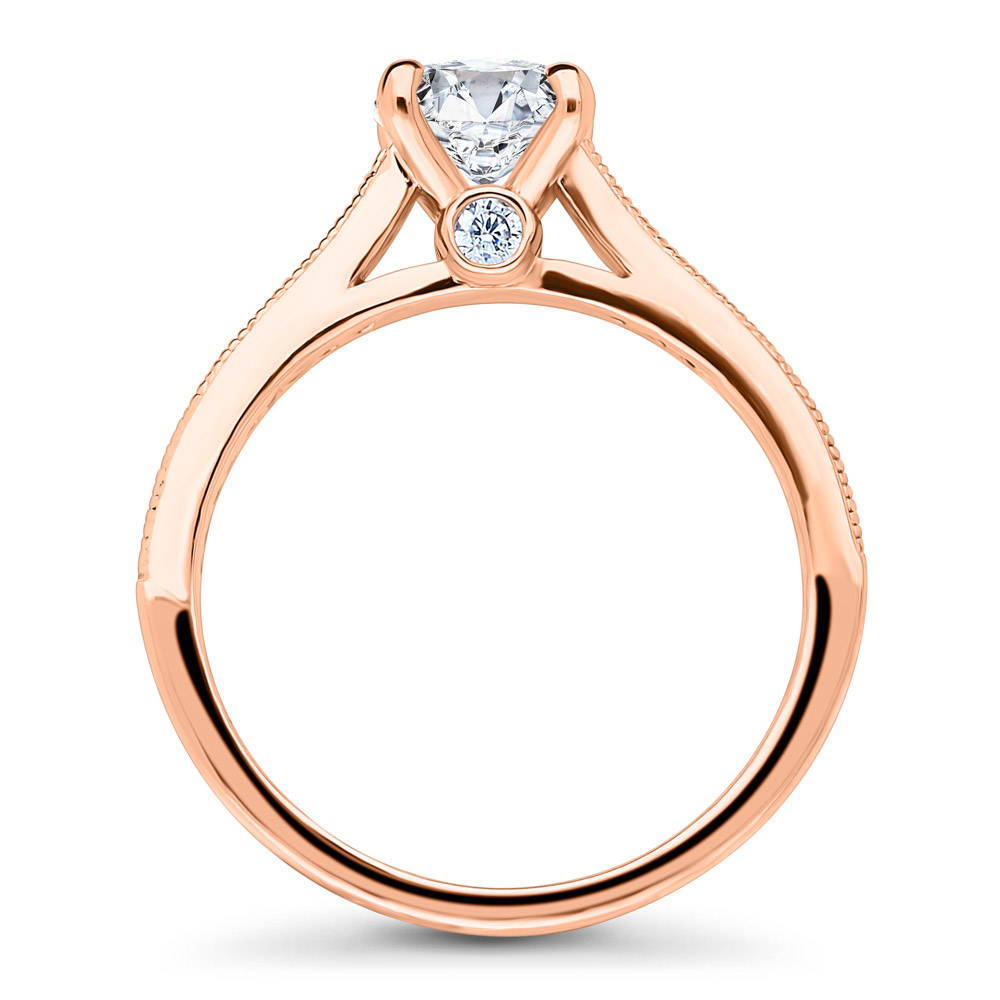 Solitaire 1ct Round CZ Ring in Rose Gold Plated Sterling Silver