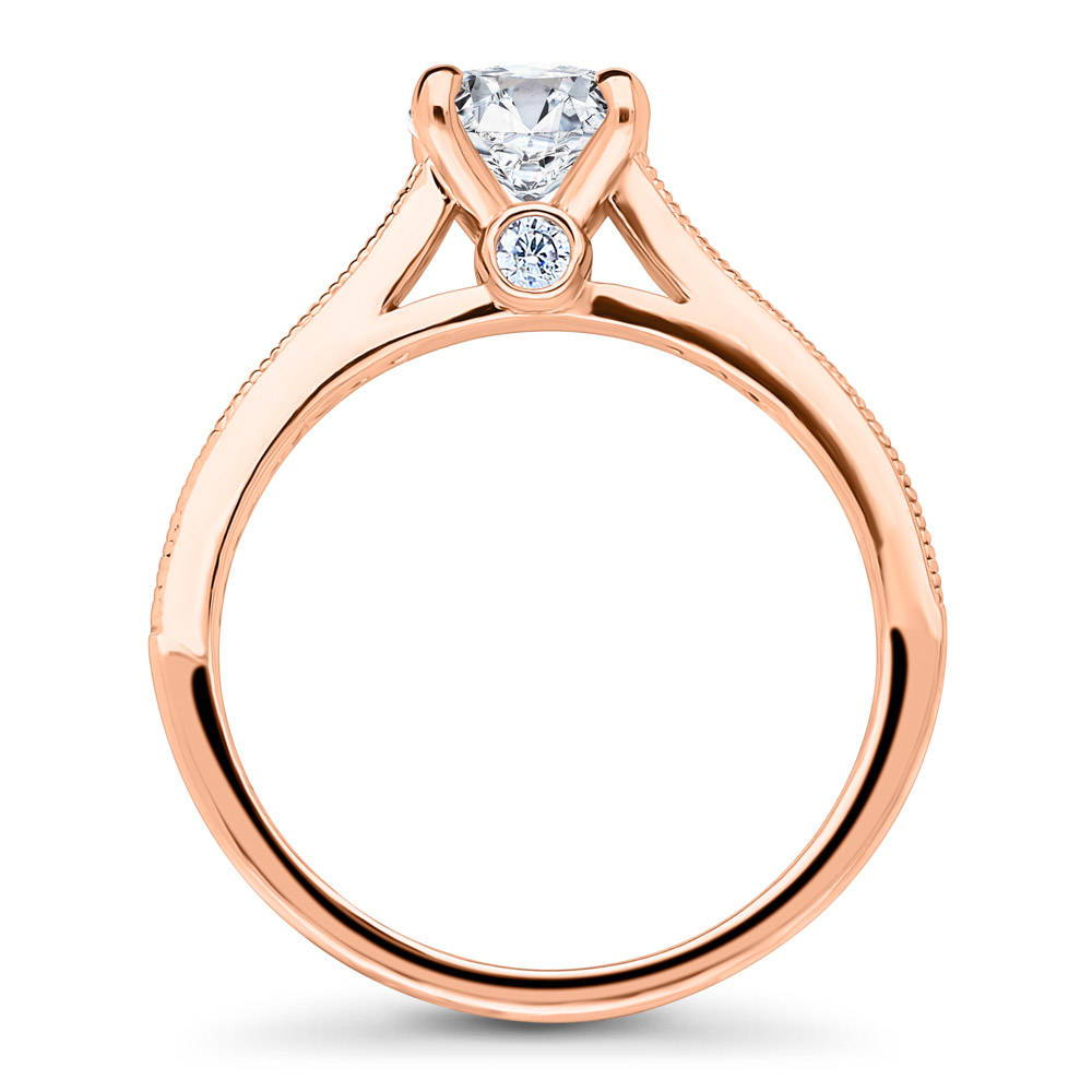 Solitaire 1ct Round CZ Ring in Rose Gold Plated Sterling Silver