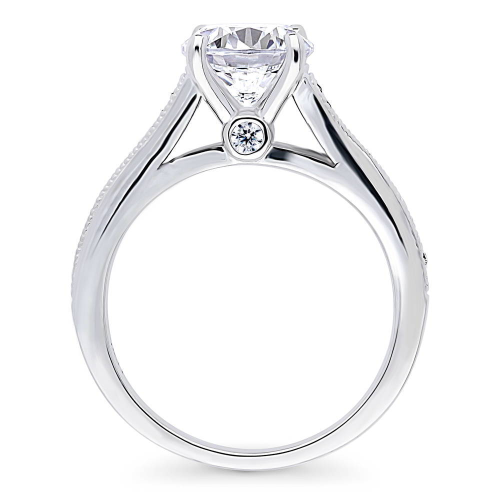 Alternate view of Solitaire Milgrain 2ct Round CZ Ring in Sterling Silver, 7 of 7