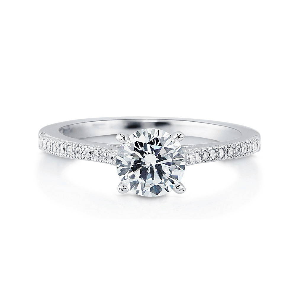 Solitaire 1ct Round CZ Ring in Sterling Silver