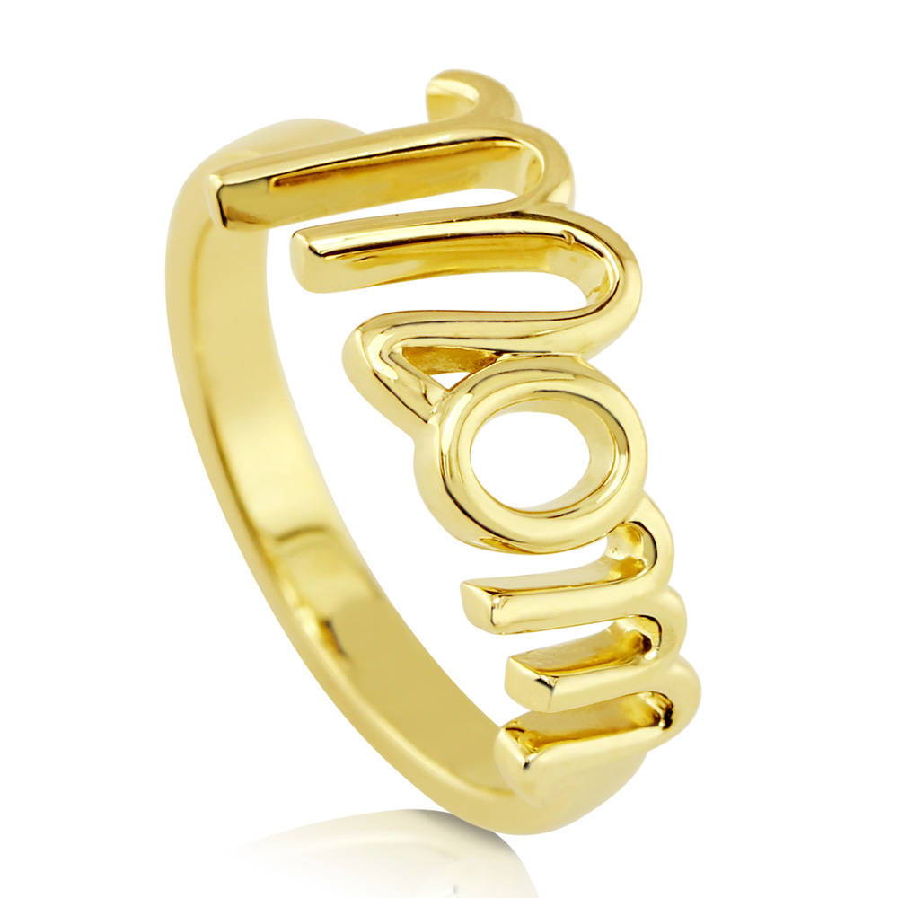 Mom Ring in Gold Flashed Sterling Silver