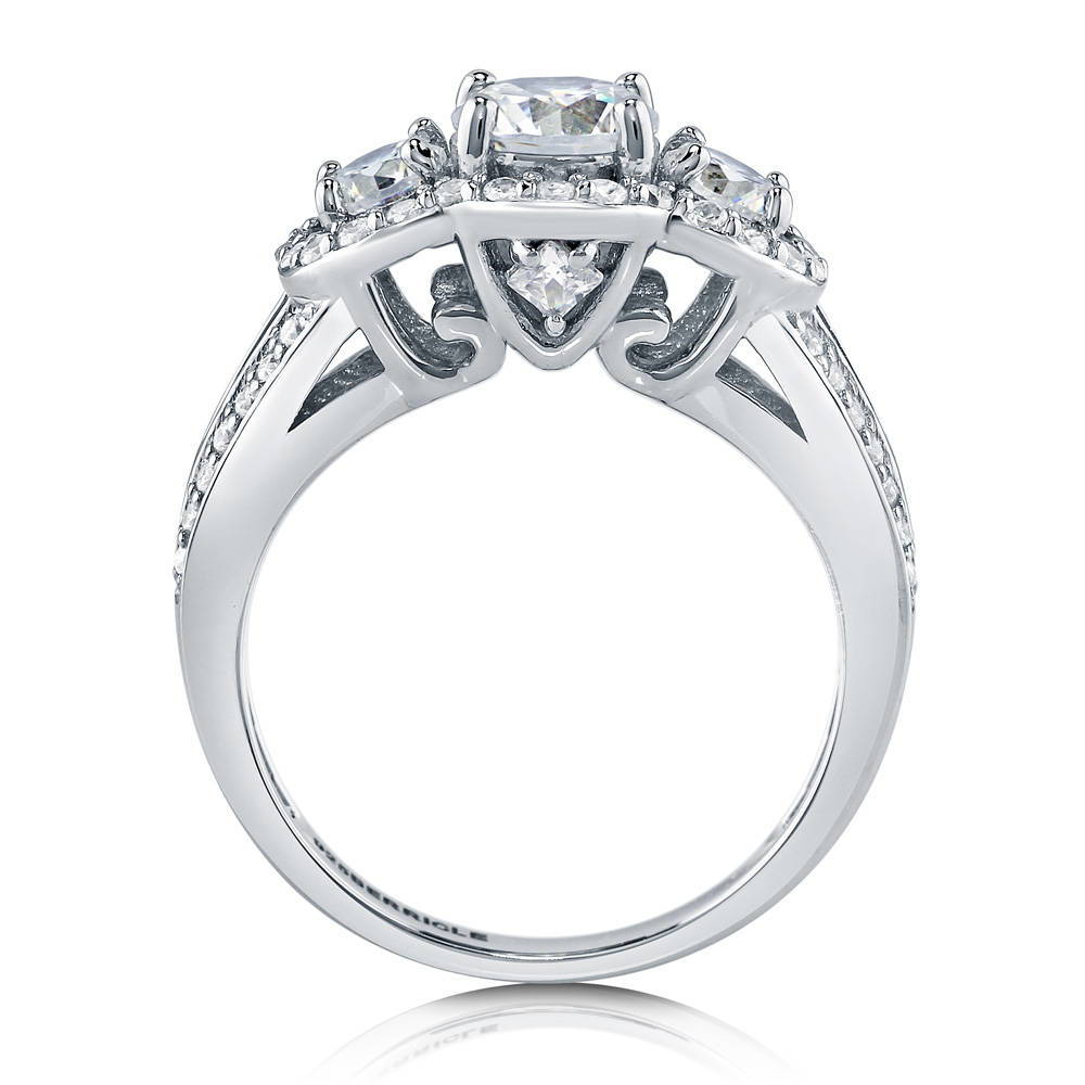 3-Stone Round CZ Split Shank Ring in Sterling Silver