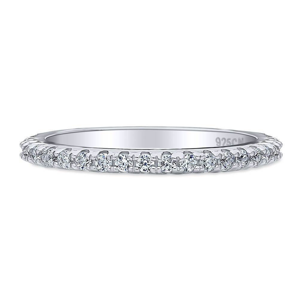 Pave Set CZ Half Eternity Ring in Sterling Silver