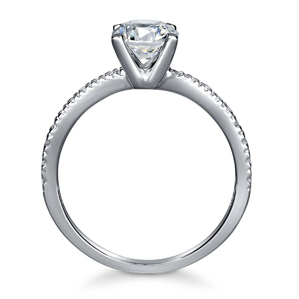 Alternate view of Solitaire 1ct Round CZ Ring in Sterling Silver, 7 of 7