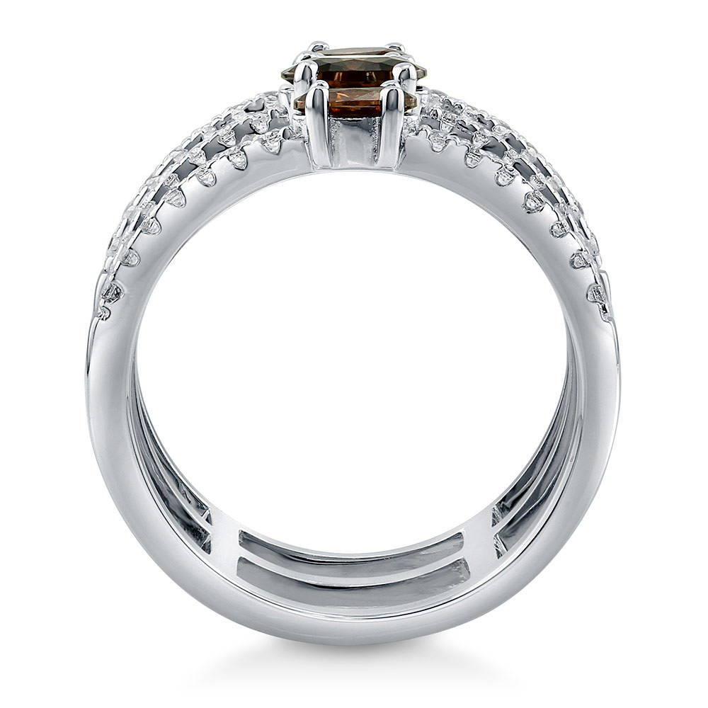 Open Bar Brown CZ Ring in Sterling Silver