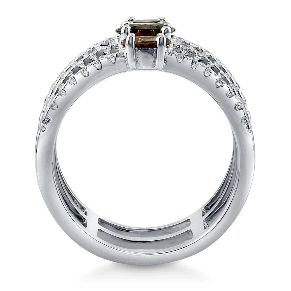 Alternate view of Open Bar Brown CZ Ring in Sterling Silver, 5 of 5