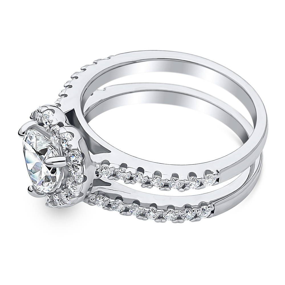 Halo Heart CZ Ring in Sterling Silver