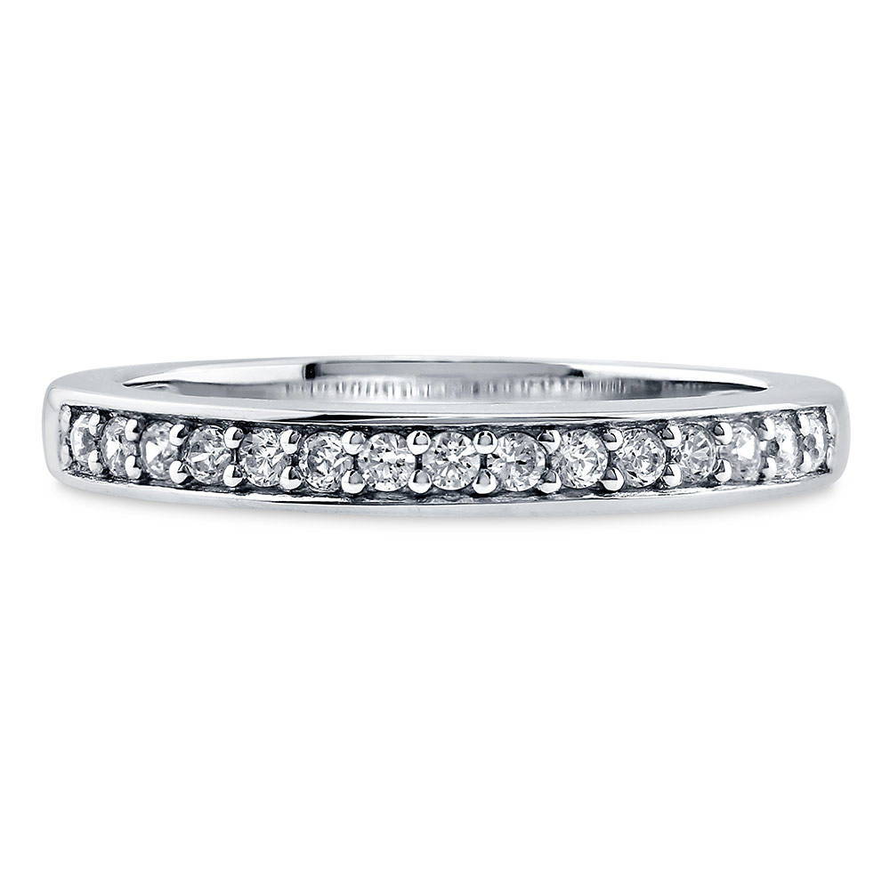 Pave Set CZ Half Eternity Ring in Sterling Silver, 1 of 5