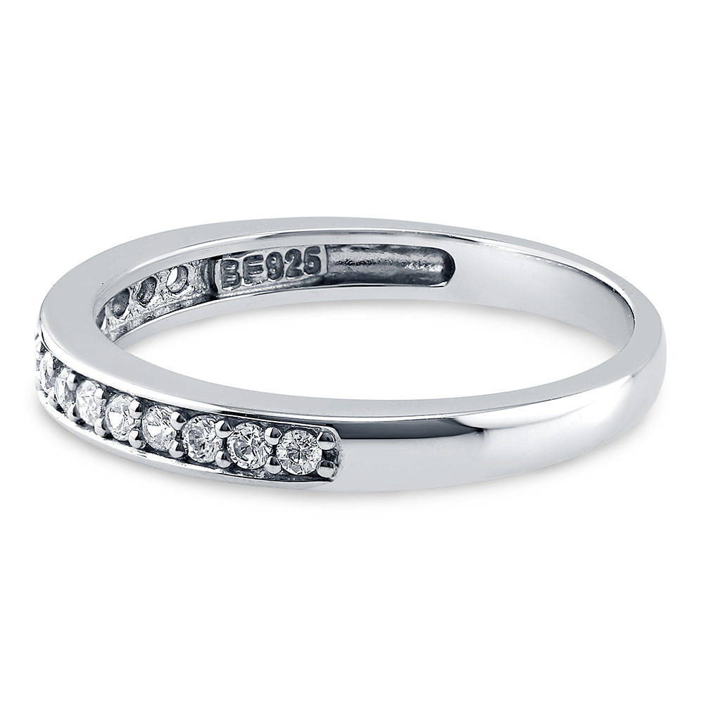 Pave Set CZ Half Eternity Ring in Sterling Silver