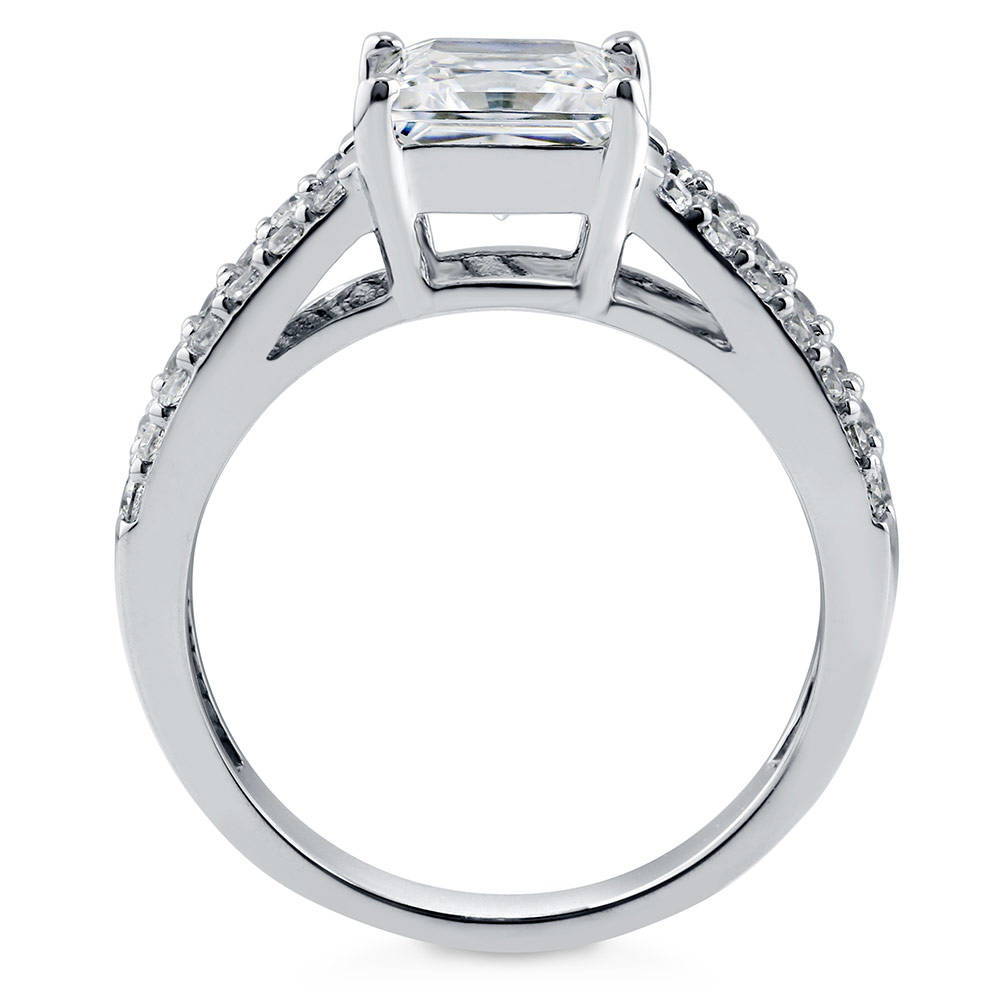 Solitaire 2ct Princess CZ Split Shank Ring in Sterling Silver