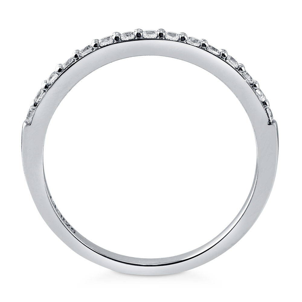 Pave Set CZ Half Eternity Ring in Sterling Silver