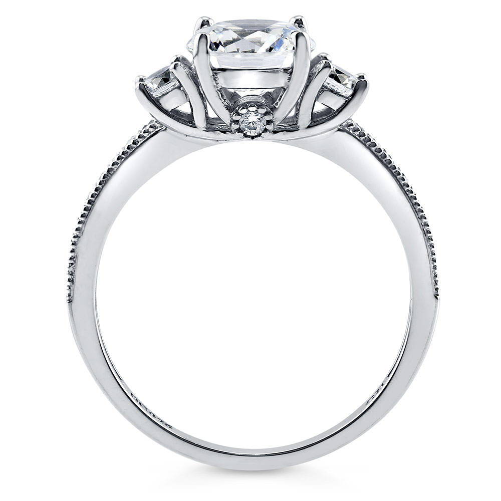 3-Stone Round CZ Ring in Sterling Silver