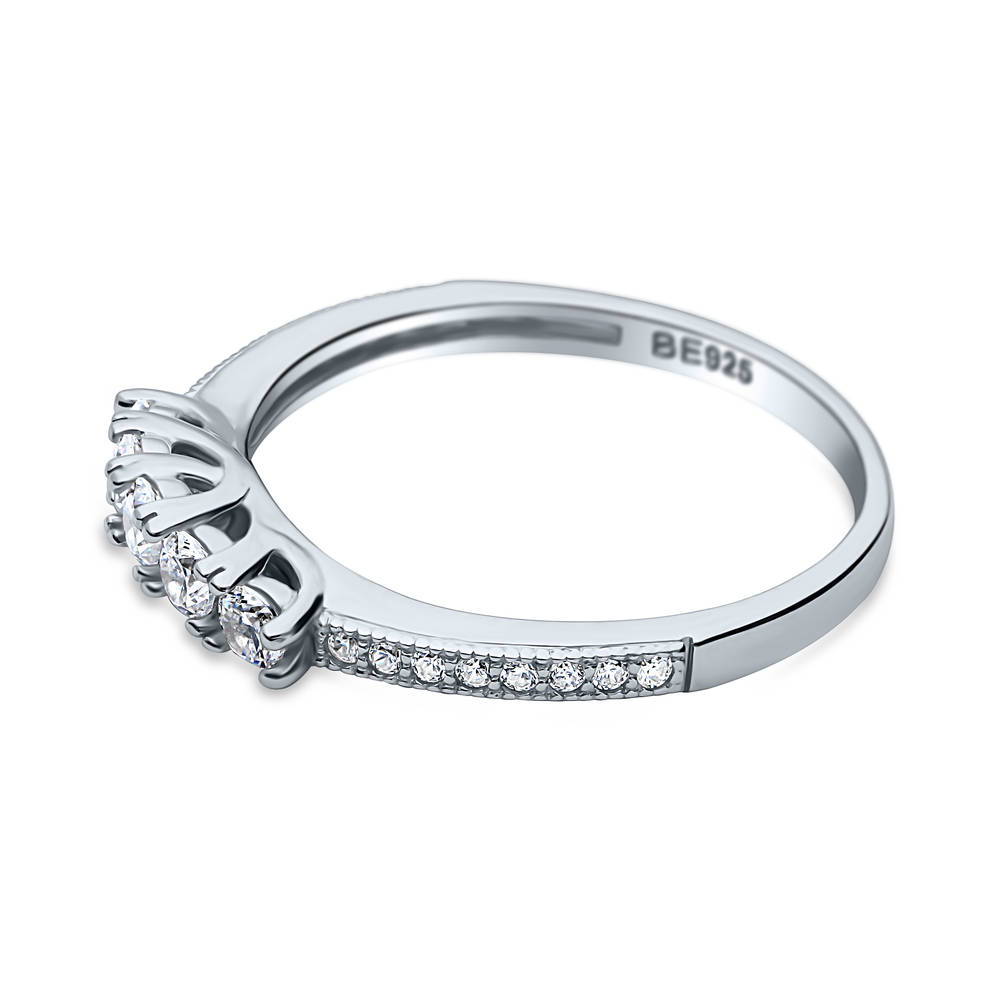 5-Stone CZ Curved Half Eternity Ring in Sterling Silver