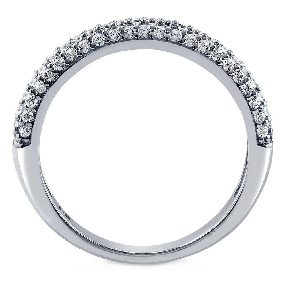 Pave Set CZ Half Eternity Ring in Sterling Silver