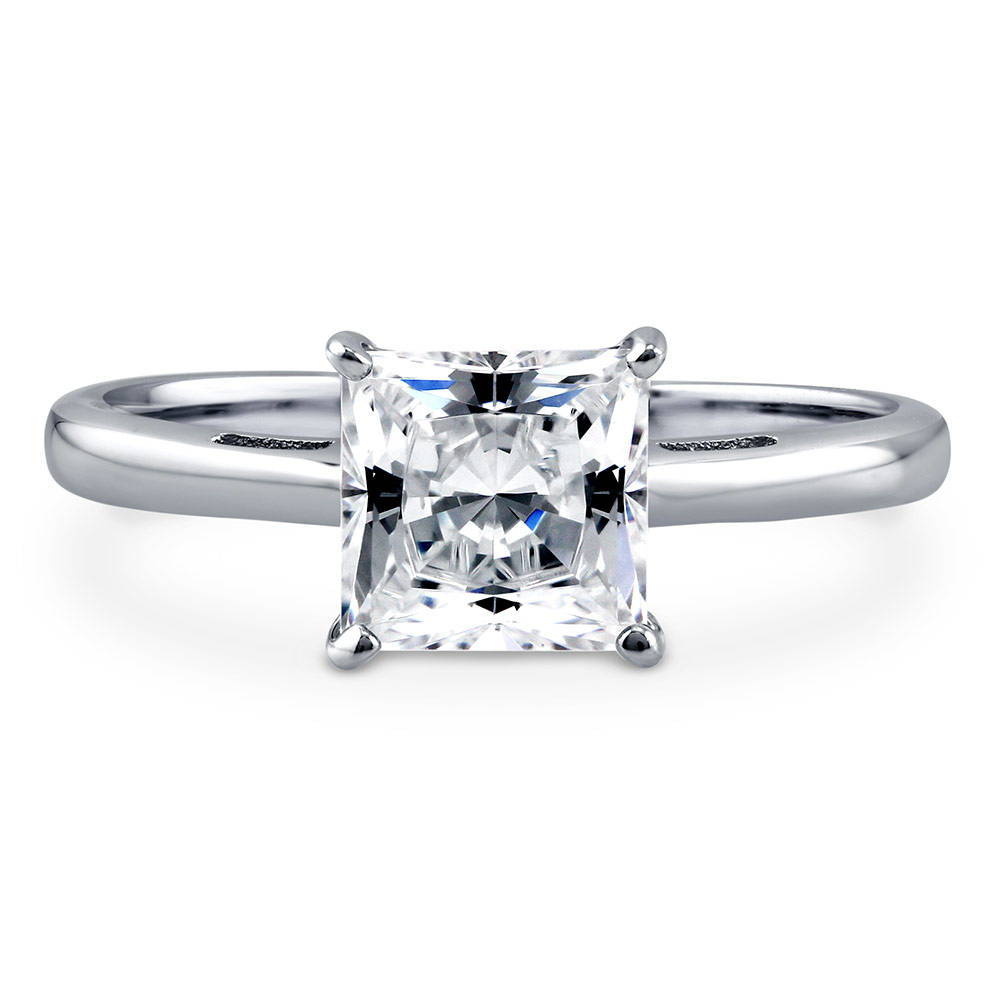 Solitaire 1.6ct Princess CZ Ring in Sterling Silver, 1 of 9