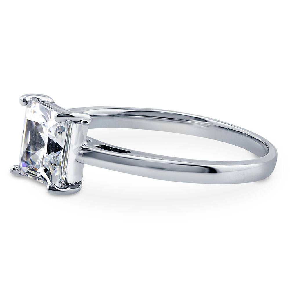 Angle view of Solitaire 1.6ct Princess CZ Ring in Sterling Silver, 5 of 9