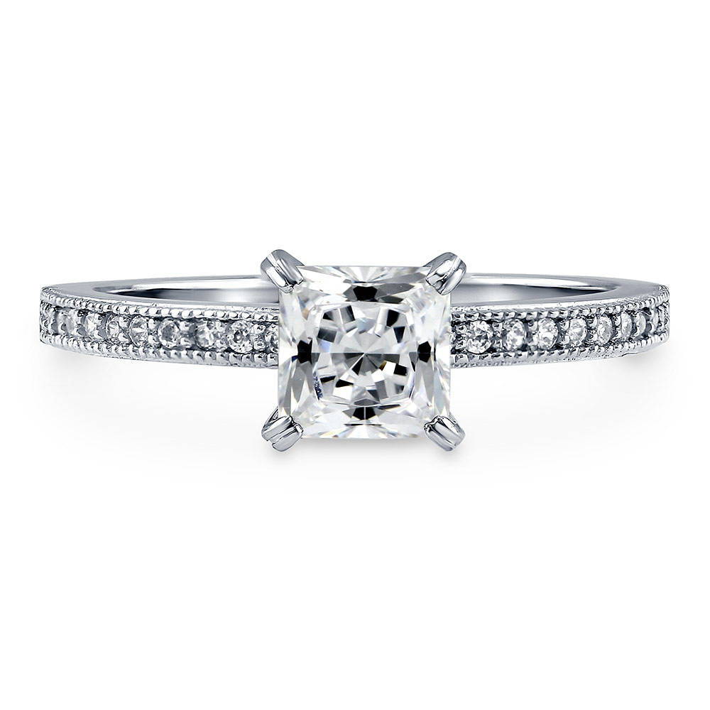 Solitaire 1ct Princess CZ Ring in Sterling Silver