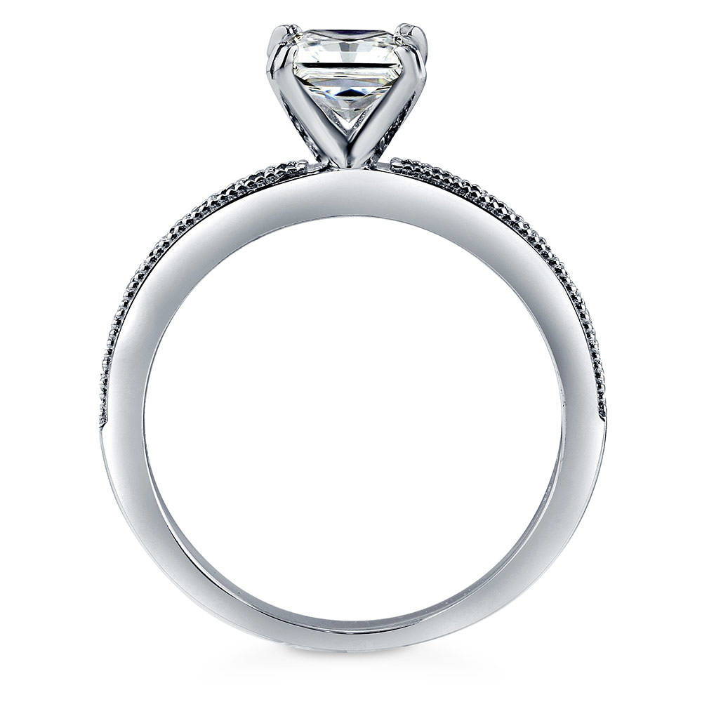 Solitaire 1ct Princess CZ Ring in Sterling Silver