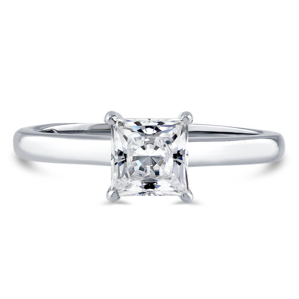 Solitaire 1ct Princess CZ Ring in Sterling Silver