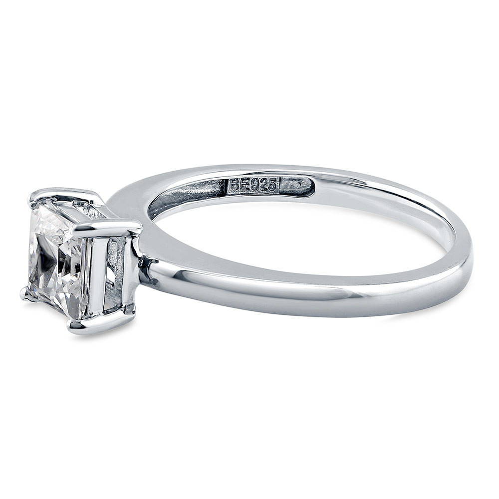 Solitaire 1ct Princess CZ Ring in Sterling Silver