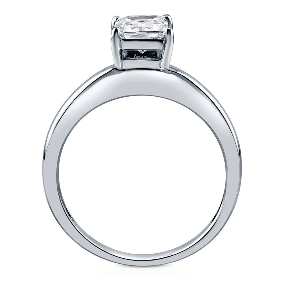 Solitaire 1ct Princess CZ Ring in Sterling Silver