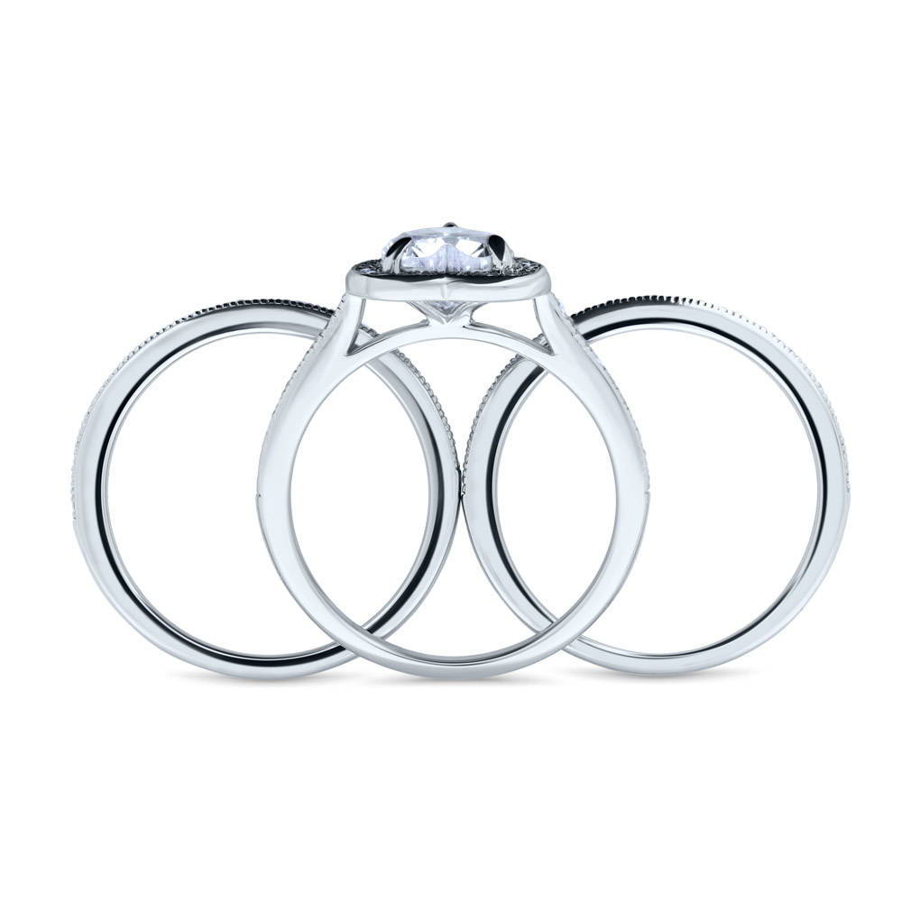 Alternate view of Halo Heart CZ Ring Set in Sterling Silver, 7 of 7