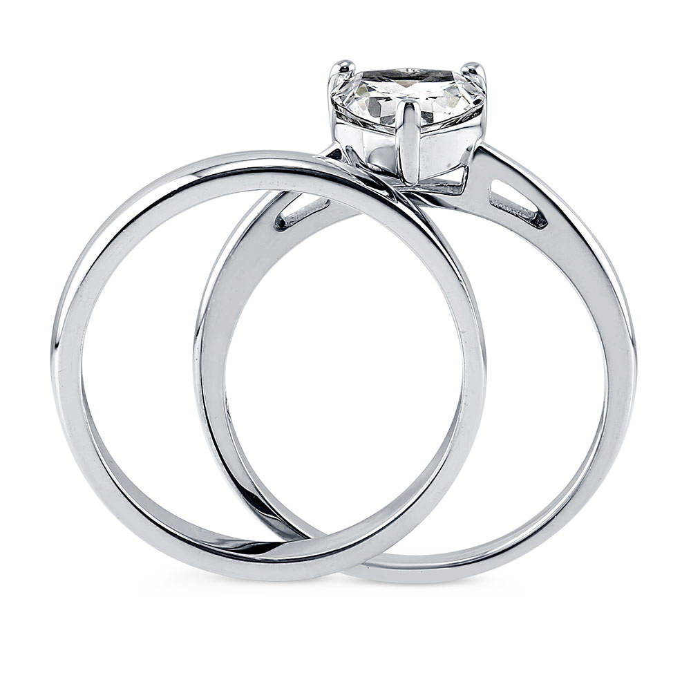 Alternate view of Heart Solitaire CZ Ring Set in Sterling Silver, 7 of 7