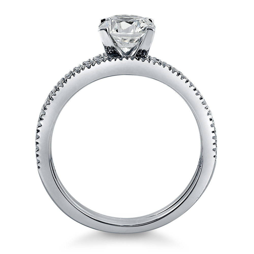 Alternate view of Solitaire 1ct Round CZ Ring Set in Sterling Silver, 6 of 10