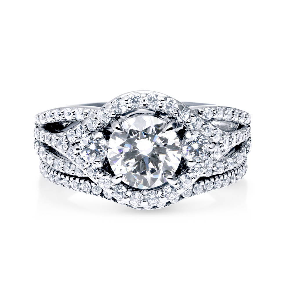 3-Stone Round CZ Ring Set in Sterling Silver