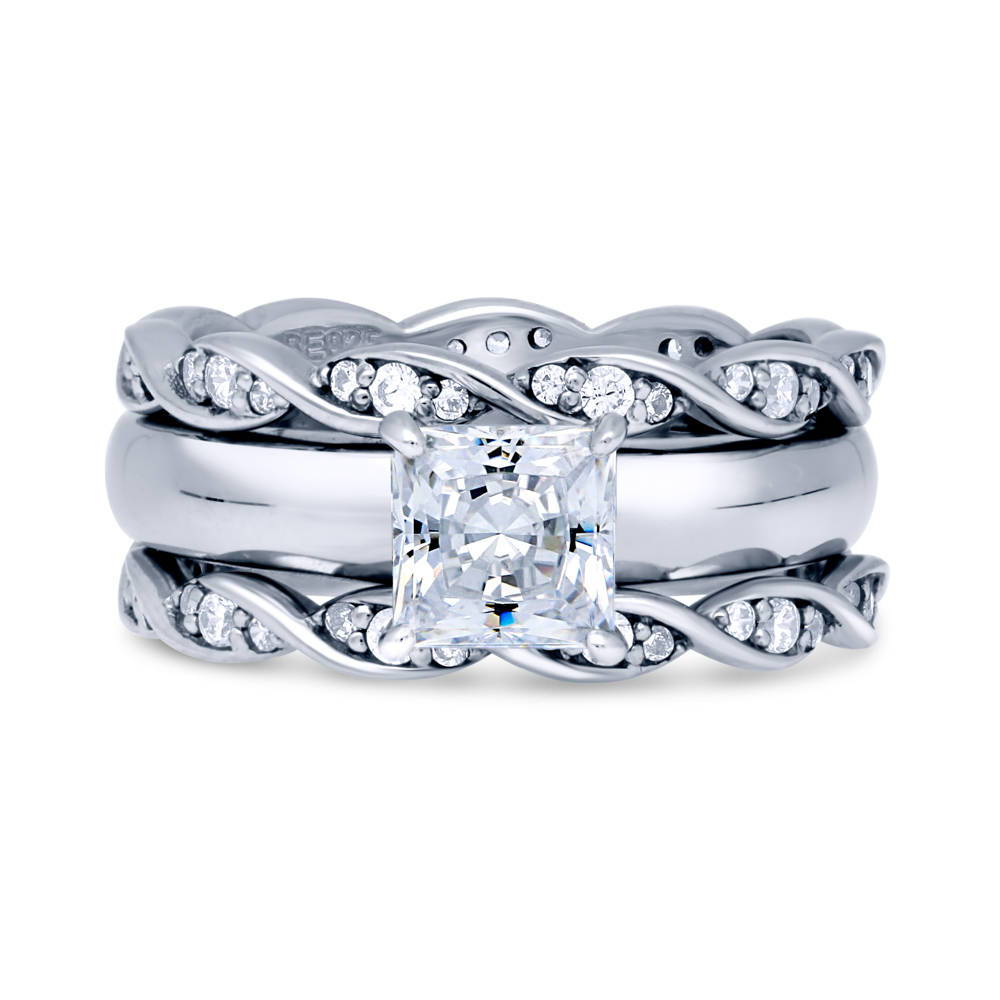 Solitaire 1.2ct Princess CZ Ring Set in Sterling Silver