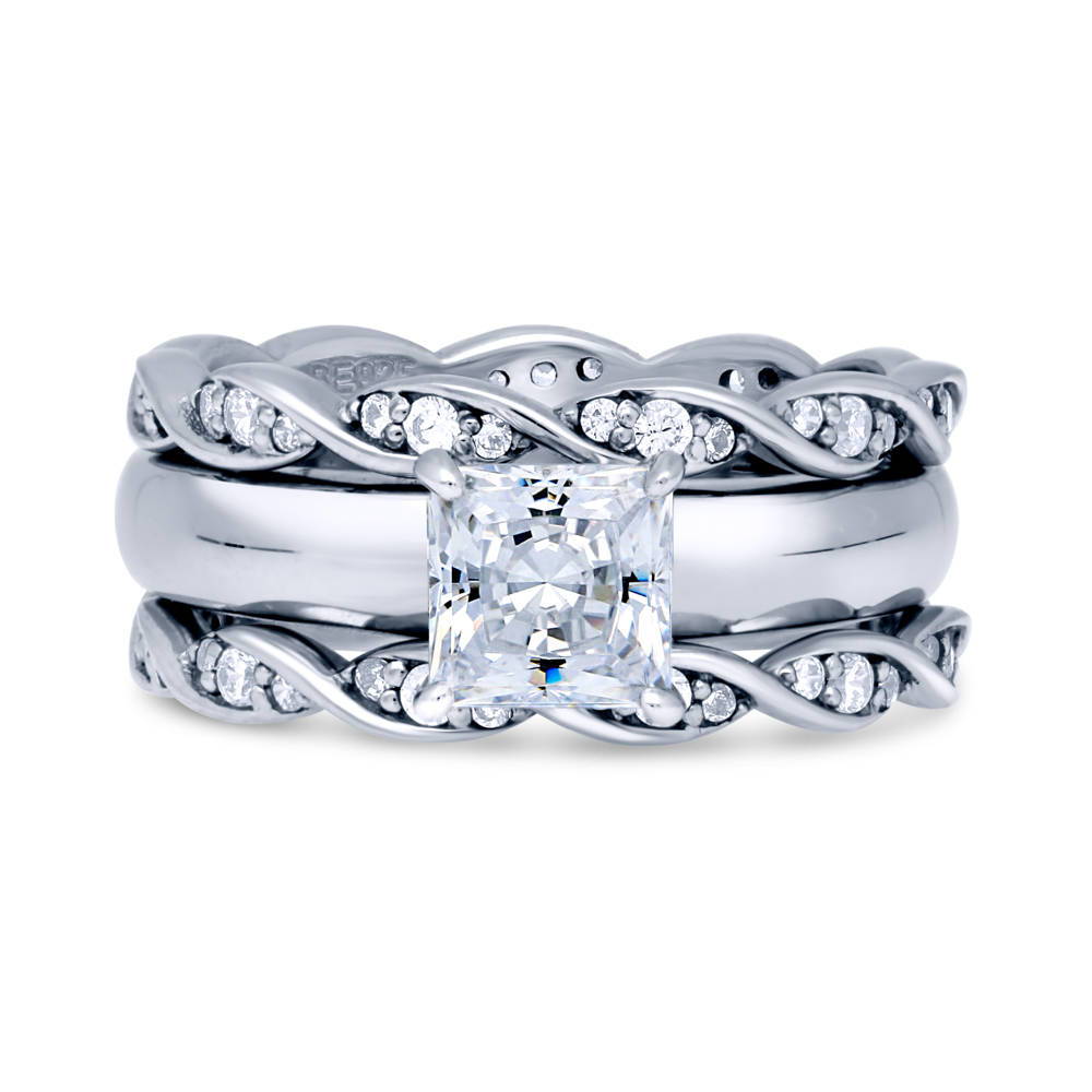 Solitaire 1.2ct Princess CZ Ring Set in Sterling Silver, 1 of 10