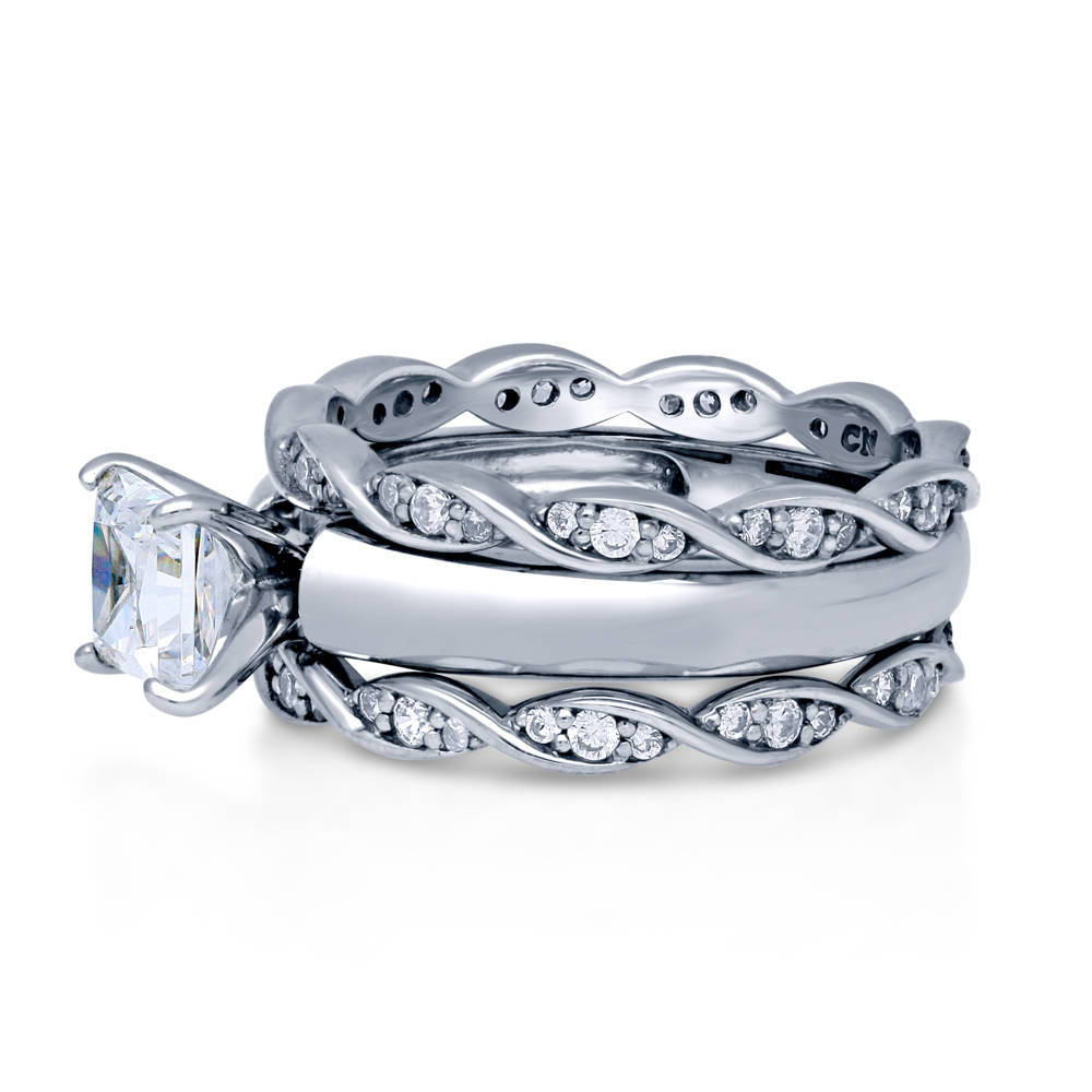 Solitaire 1.2ct Princess CZ Ring Set in Sterling Silver