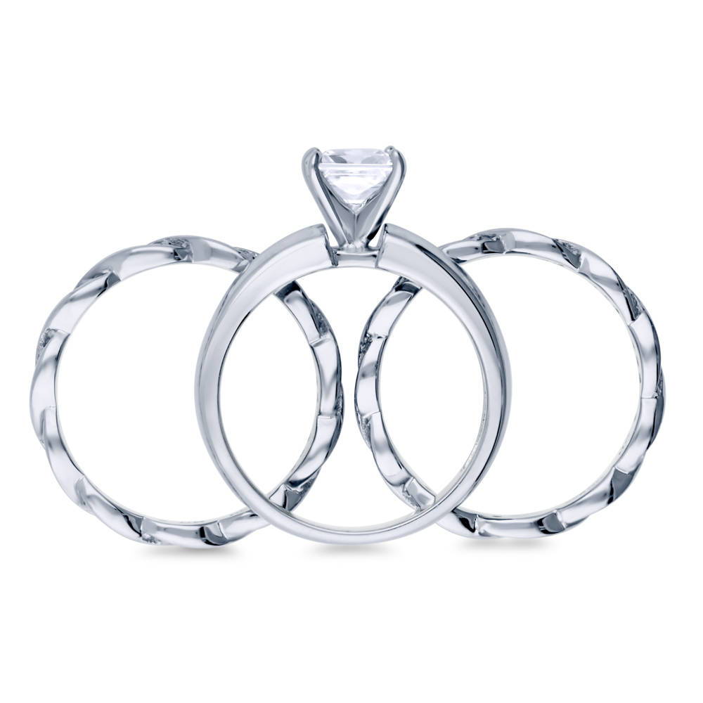 Solitaire 1.2ct Princess CZ Ring Set in Sterling Silver