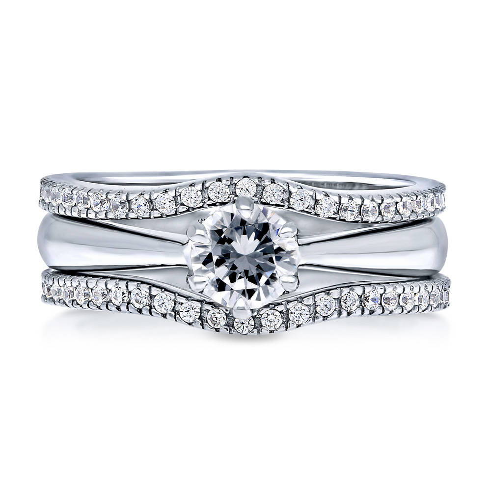 Solitaire 0.45ct Round CZ Ring Set in Sterling Silver, 1 of 10