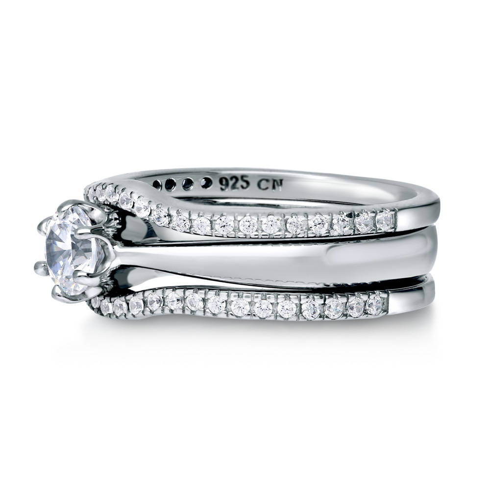 Angle view of Solitaire 0.45ct Round CZ Ring Set in Sterling Silver, 4 of 9