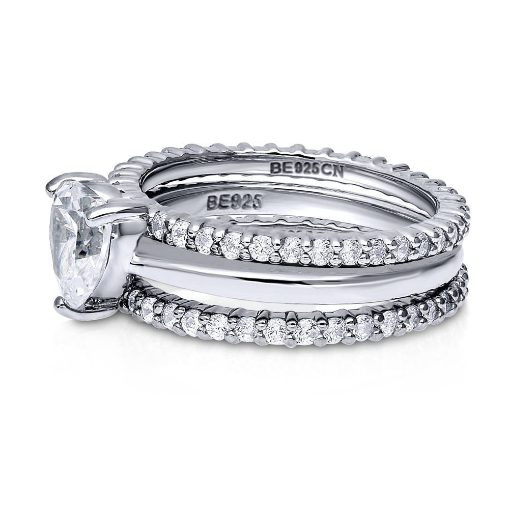 Solitaire Heart 1.1ct Heart CZ Ring Set in Sterling Silver