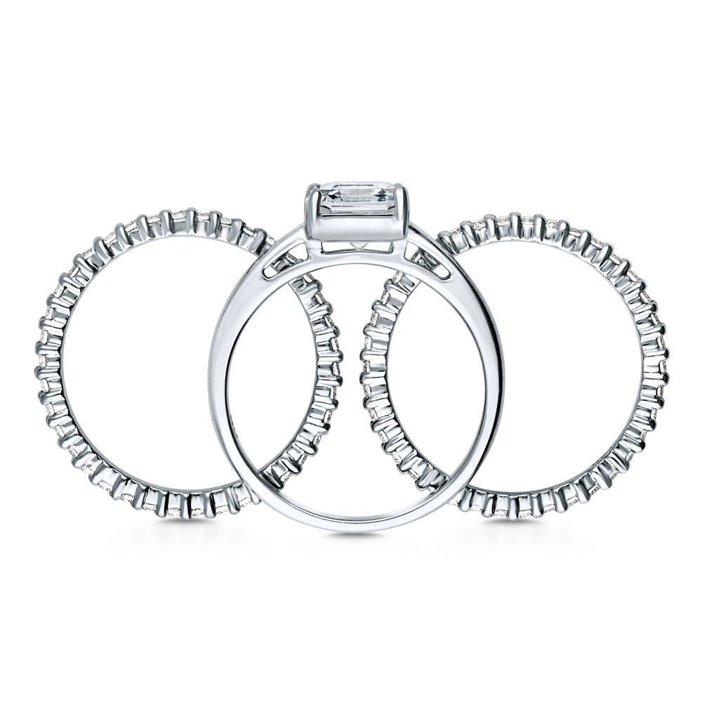 Solitaire 2ct Asscher CZ Ring Set in Sterling Silver